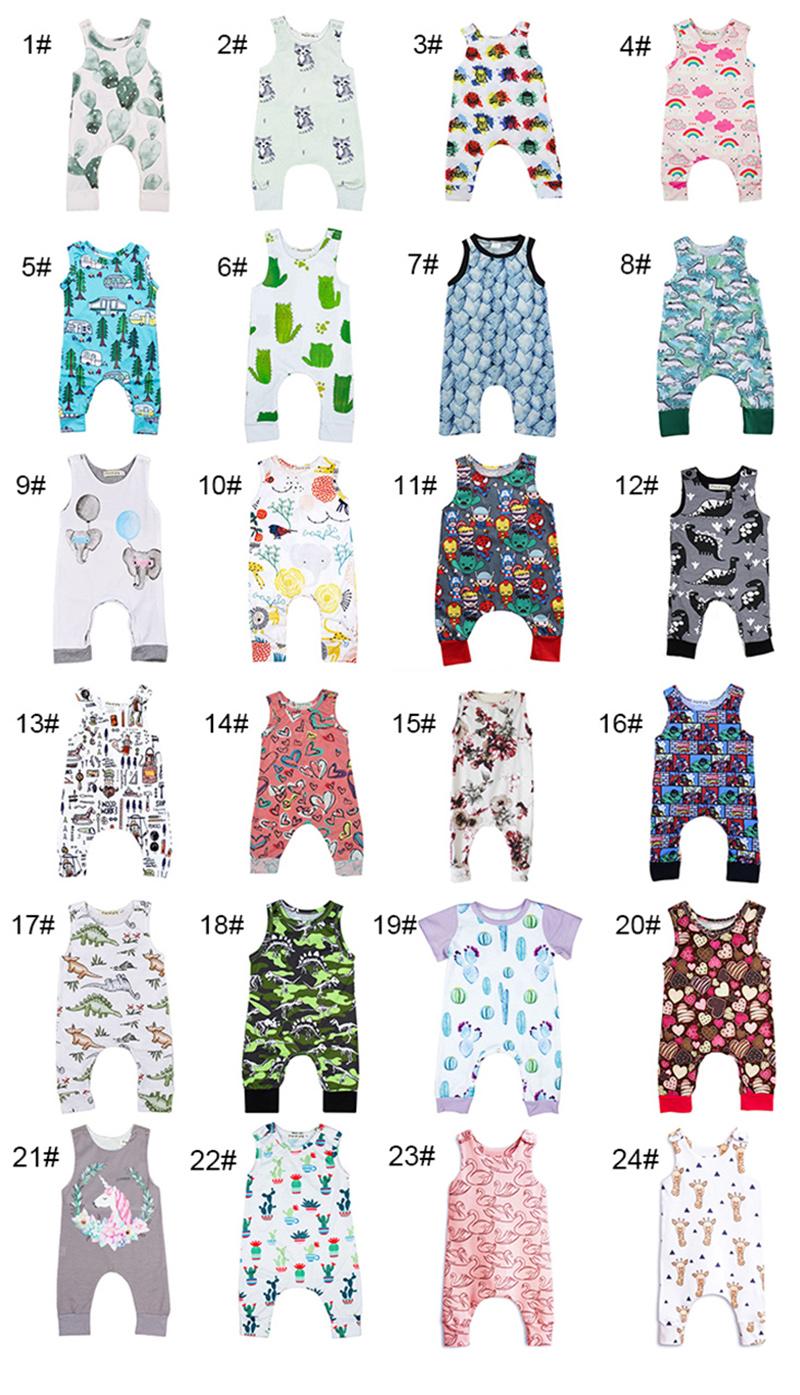 Baby Print Rompers 81 Designs Cactus Forest Dinosaur Unicorn Alpaca 4th July Stars Boy Girls Newborn Infant Kids Summer Clothes Jumpsuit
